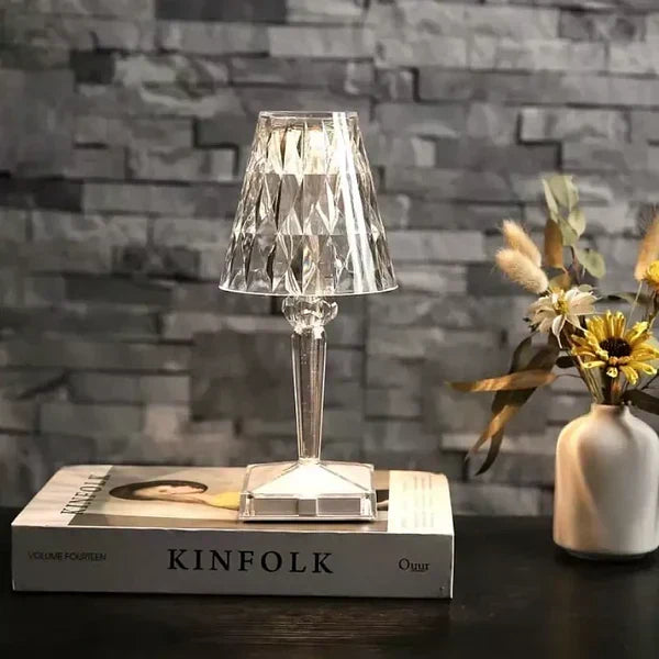 Moderna Lampada da Tavolo Lucida con Cristalli e Facile Controllo