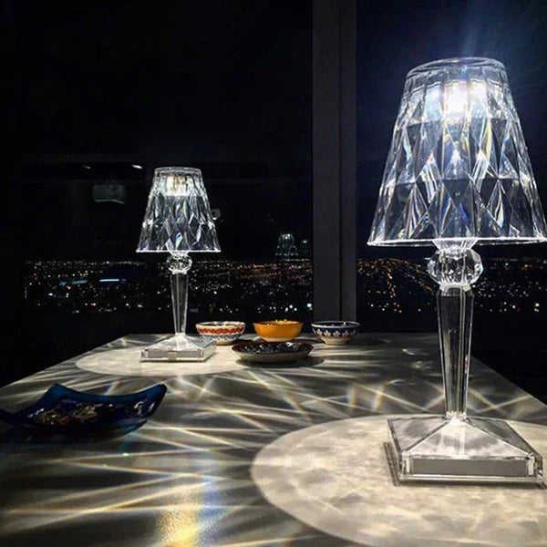 Moderna Lampada da Tavolo Lucida con Cristalli e Facile Controllo