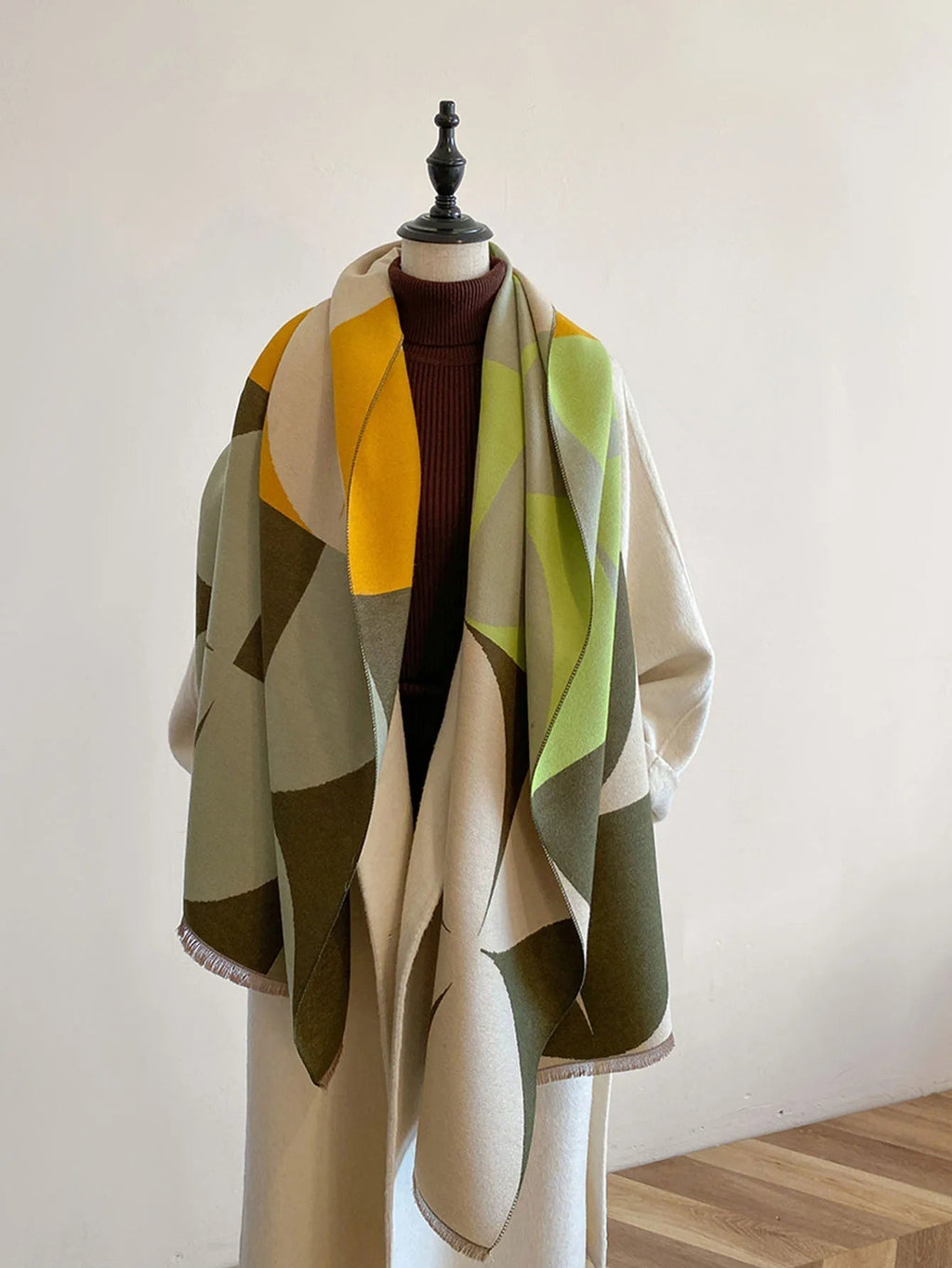 Sciarpa da donna oversize - Cashmere geometrico reversibile
