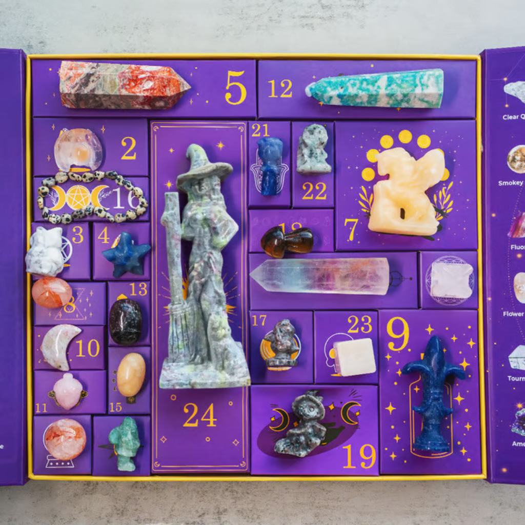 Calendario dell'Avvento di Halloween con 24 figurine di pietre preziose di cristallo