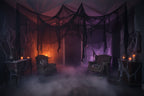 Decorazione spettrale in rete di stoffa nera inquietante di Halloween per feste e case stregate