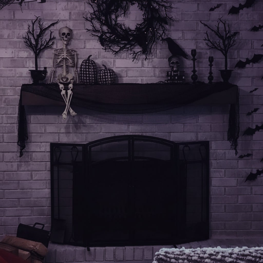 Decorazione spettrale in rete di stoffa nera inquietante di Halloween per feste e case stregate