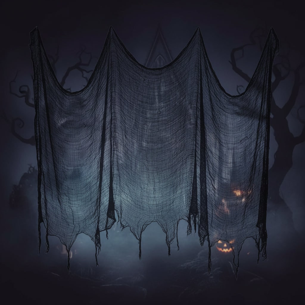 Decorazione spettrale in rete di stoffa nera inquietante di Halloween per feste e case stregate