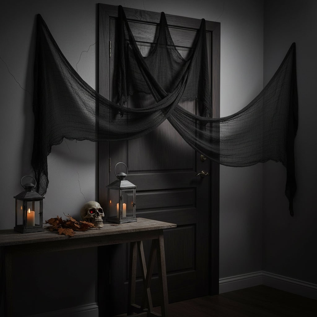 Decorazione in tessuto di garza inquietante di Halloween per la casa stregata da interni ed esterni Jack O Lantern