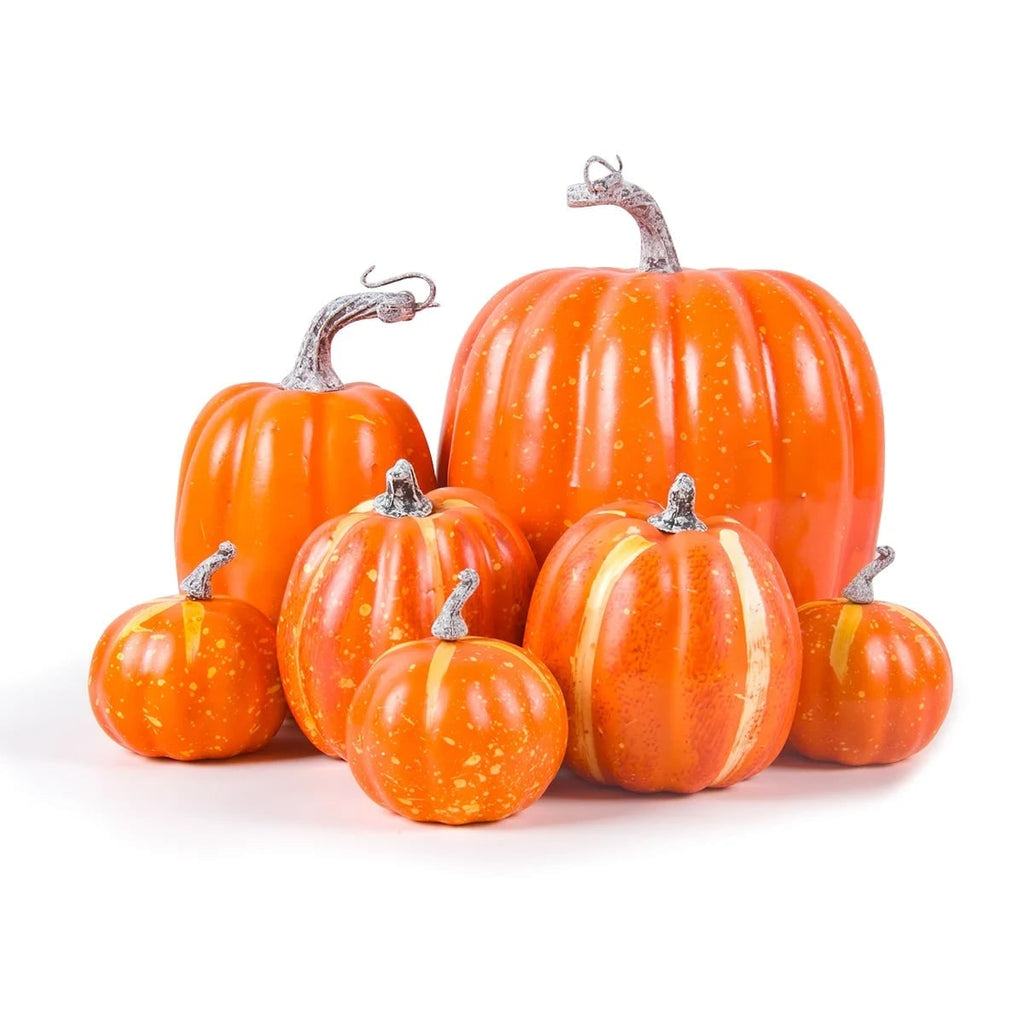 Set di zucche decorative e in bianco e nero di Halloween di 7 decorazioni autunnali artificiali intagliate