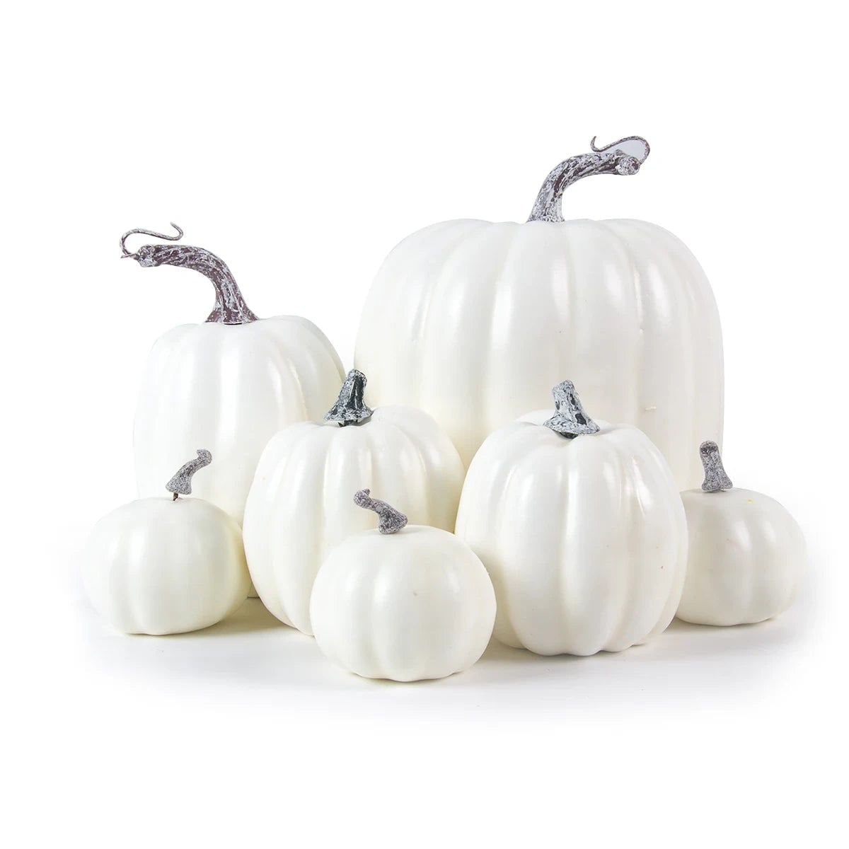 Set di zucche decorative e in bianco e nero di Halloween di 7 decorazioni autunnali artificiali intagliate