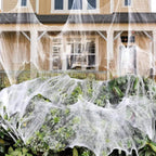 Ragnatela elastica con decorazione ragnatela gigante di Halloween con nero per feste all'aperto e casa stregata