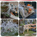 Ragnatela elastica con decorazione ragnatela gigante di Halloween con nero per feste all'aperto e casa stregata