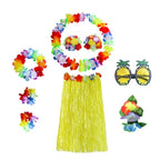 Costume con gonna in erba di Halloween, set in due pezzi con accessori per abiti Hula e lei