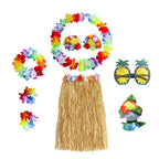Costume con gonna in erba di Halloween, set in due pezzi con accessori per abiti Hula e lei