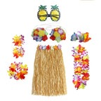 Costume con gonna in erba di Halloween, set in due pezzi con accessori per abiti Hula e lei