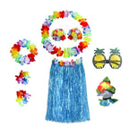 Costume con gonna in erba di Halloween, set in due pezzi con accessori per abiti Hula e lei
