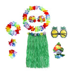 Costume con gonna in erba di Halloween, set in due pezzi con accessori per abiti Hula e lei