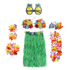 Costume con gonna in erba di Halloween, set in due pezzi con accessori per abiti Hula e lei