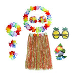 Costume con gonna in erba di Halloween, set in due pezzi con accessori per abiti Hula e lei
