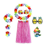 Costume con gonna in erba di Halloween, set in due pezzi con accessori per abiti Hula e lei