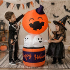 Palloncino gonfiabile di zucca di Halloween con decorazione ad aria calda del diavolo a LED per esposizioni di cortili e feste all'aperto