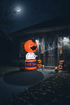 Palloncino gonfiabile di zucca di Halloween con decorazione ad aria calda del diavolo a LED per esposizioni di cortili e feste all'aperto