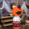 Palloncino gonfiabile di zucca di Halloween con decorazione ad aria calda del diavolo a LED per esposizioni di cortili e feste all'aperto