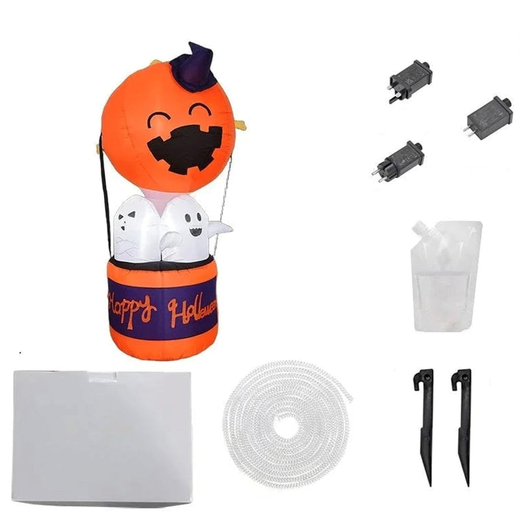 Palloncino gonfiabile di zucca di Halloween con decorazione ad aria calda del diavolo a LED per esposizioni di cortili e feste all'aperto
