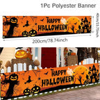Banner da esterno di Halloween con Jack O Lantern e casa stregata per la decorazione del giardino