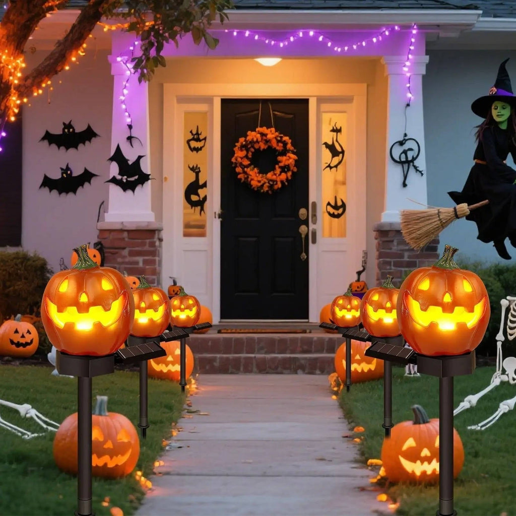Luci del percorso di Halloween Pali di zucca ad energia solare per la decorazione del cortile esterno