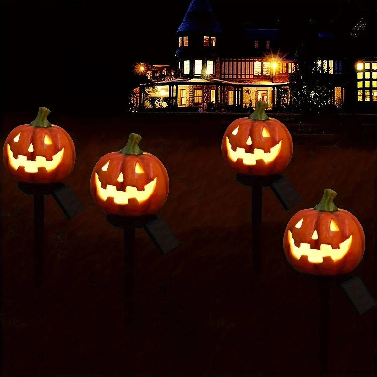 Luci del percorso di Halloween Pali di zucca ad energia solare per la decorazione del cortile esterno