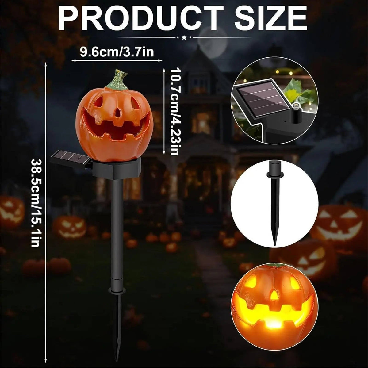 Luci del percorso di Halloween Pali di zucca ad energia solare per la decorazione del cortile esterno