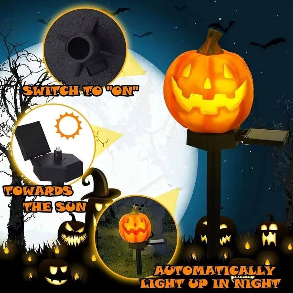 Luci del percorso di Halloween Pali di zucca ad energia solare per la decorazione del cortile esterno