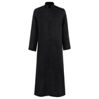 Abito talare in costume da prete di Halloween con bottoni sul davanti per un autentico look ecclesiastico