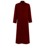 Abito talare in costume da prete di Halloween con bottoni sul davanti per un autentico look ecclesiastico