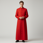 Costume da prete di Halloween, abito da chiesa cattolica romana con veste talare e paramenti con chiusura a bottoni