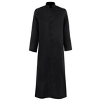 Costume da prete di Halloween, abito da chiesa cattolica romana con veste talare e paramenti con chiusura a bottoni