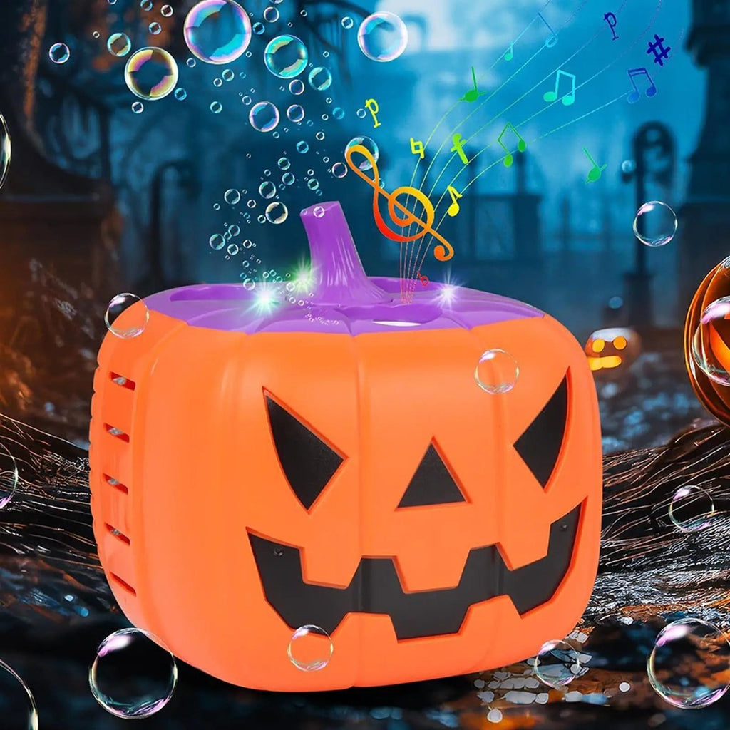 Macchina per bolle di zucca di Halloween e soffiatore con luci a LED per decorazioni per feste all'aperto