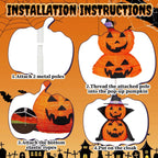 Decorazione di zucca di Halloween illuminata con cappello da strega e mantello per decorazioni natalizie all'aperto e al coperto