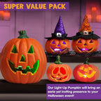Collezione di luci a forma di zucca di Halloween a LED Jack O'lantern con display indipendente a batteria con bagliore spettrale morbido per decorazioni di Halloween