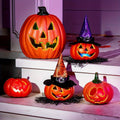 Collezione di luci a forma di zucca di Halloween a LED Jack O'lantern con display indipendente a batteria con bagliore spettrale morbido per decorazioni di Halloween