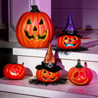 Collezione di luci a forma di zucca di Halloween a LED Jack O'lantern con display indipendente a batteria con bagliore spettrale morbido per decorazioni di Halloween