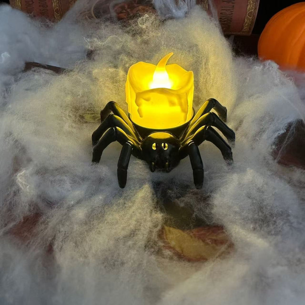 Decorazione a LED a batteria con luci da tè a forma di ragno di Halloween, per feste e case stregate