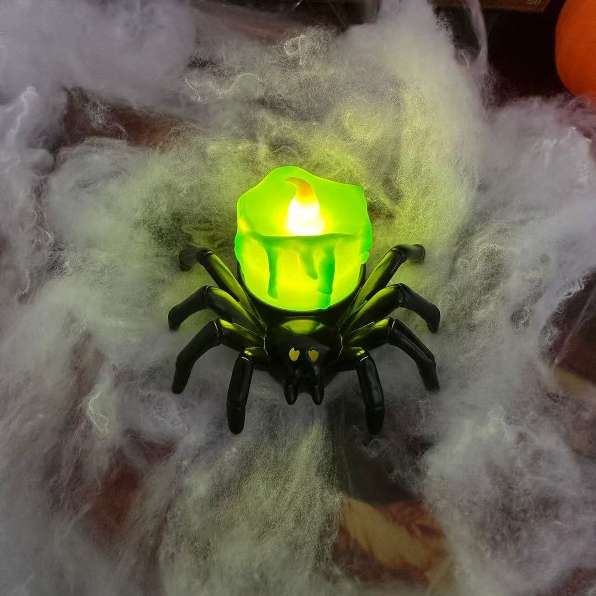 Decorazione a LED a batteria con luci da tè a forma di ragno di Halloween, per feste e case stregate