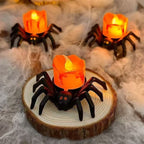 Decorazione a LED a batteria con luci da tè a forma di ragno di Halloween, per feste e case stregate