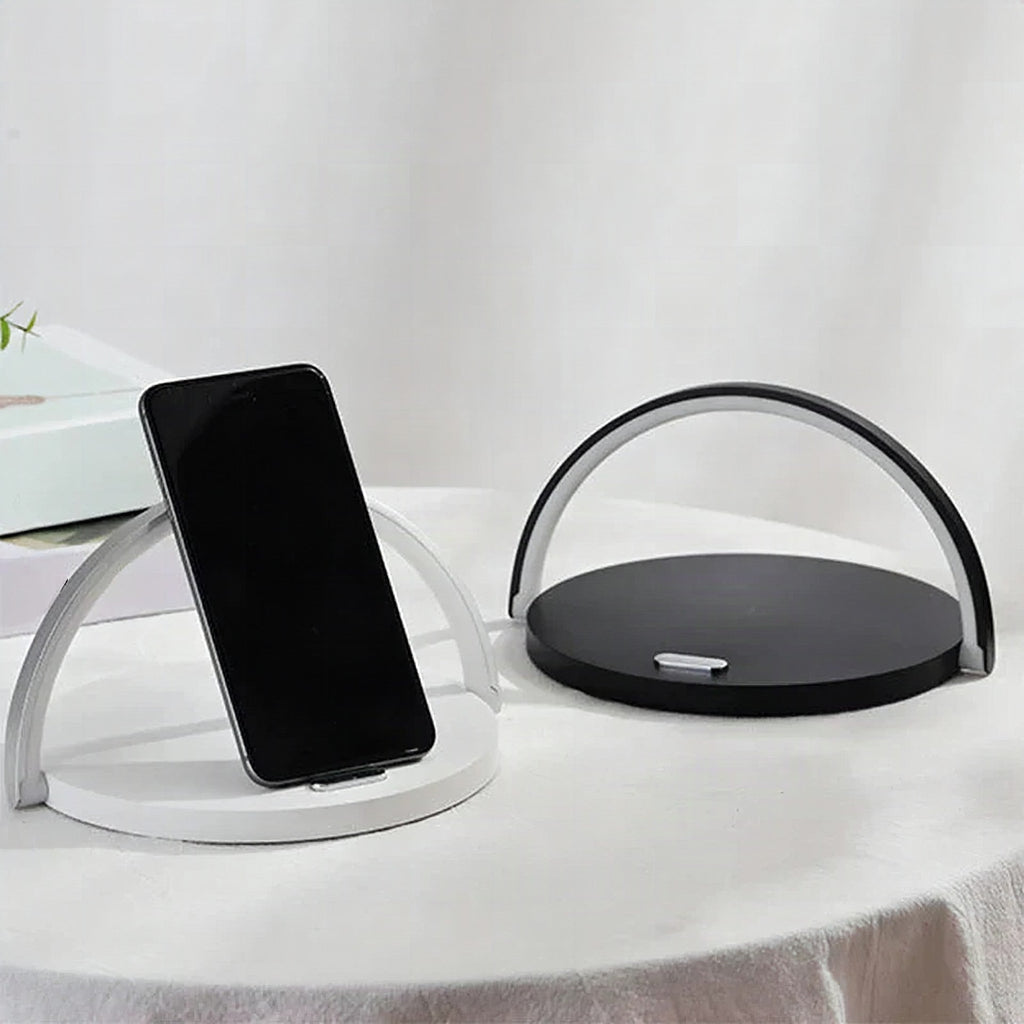 Caricatore wireless 3 in 1 con supporto per cellulare e lampada LED