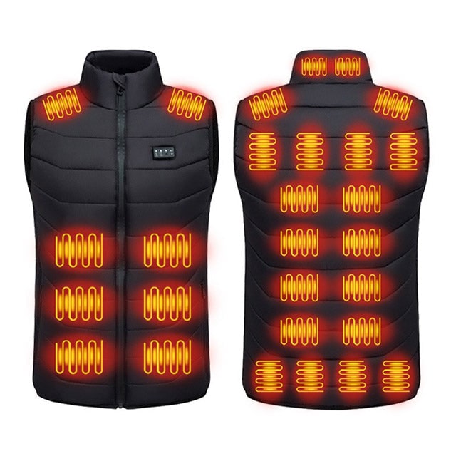 Gilet riscaldato con batteria ricaricabile tramite USB e design imbottito trapuntato