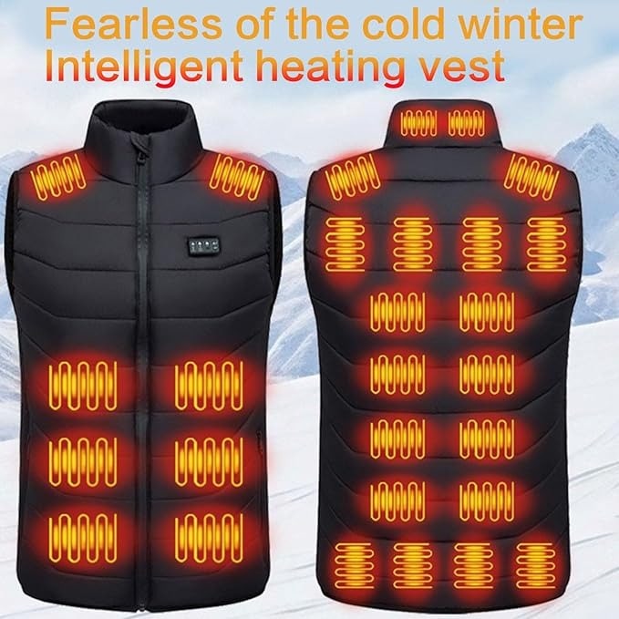Gilet riscaldato con batteria ricaricabile tramite USB e design imbottito trapuntato