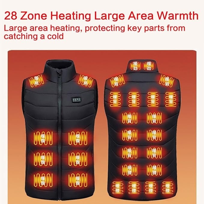 Gilet riscaldato con batteria ricaricabile tramite USB e design imbottito trapuntato