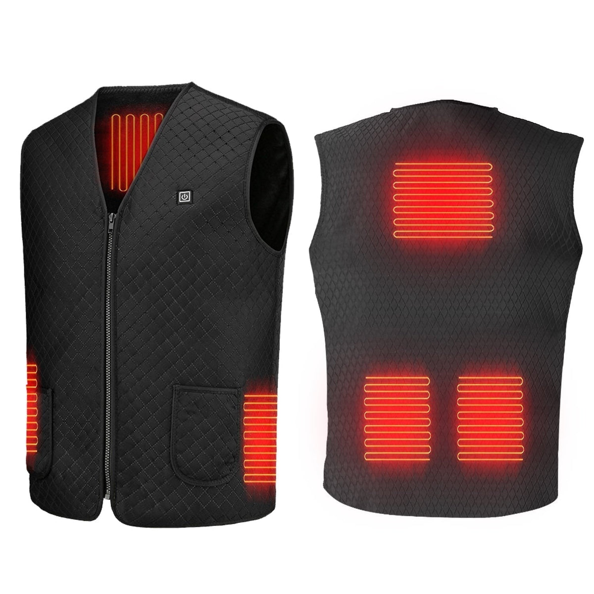Gilet riscaldato da donna con vestibilità slim trapuntata a rombi e design ricaricabile tramite USB
