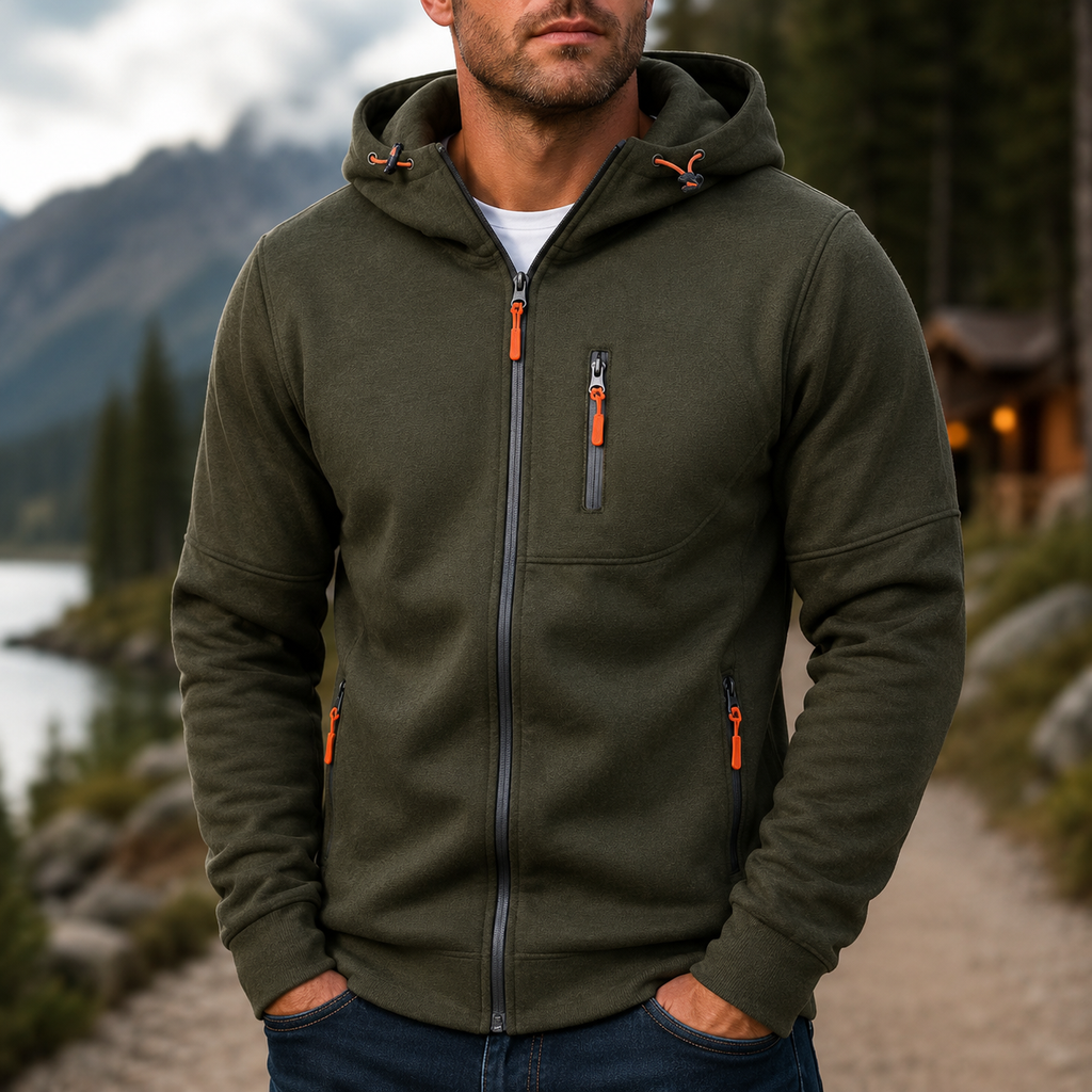 Herren Kapuzenjacke Felpa con cappuccio Jacke Reißverschluss Freizeitjacke