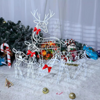 Display con luci per slitta con renne per decorazioni natalizie