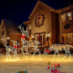 Display con luci per slitta con renne per decorazioni natalizie
