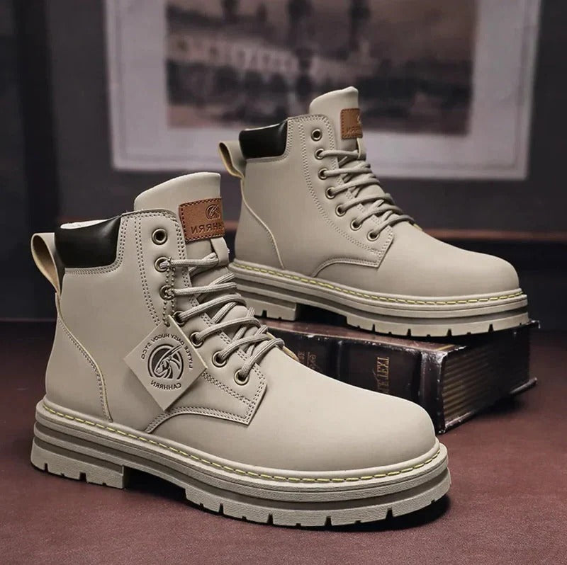 Stivali da Uomo, Stivali da Lavoro Impermeabili con Suola Comfort Antiscivolo, Stivali da Uomo in Pelle per Ufficio, Pioggia e Neve